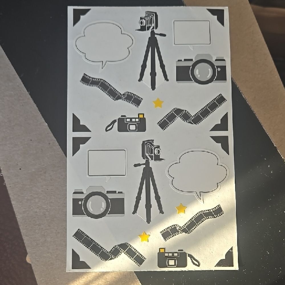 Photography Themed Sticker Sheet Vtg Film Art Crafts